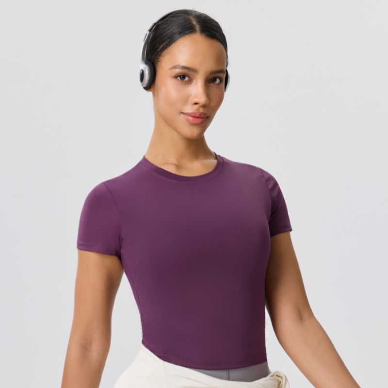 Solid Color Slim Casual Yoga T - Yoga Fitness Top review and price