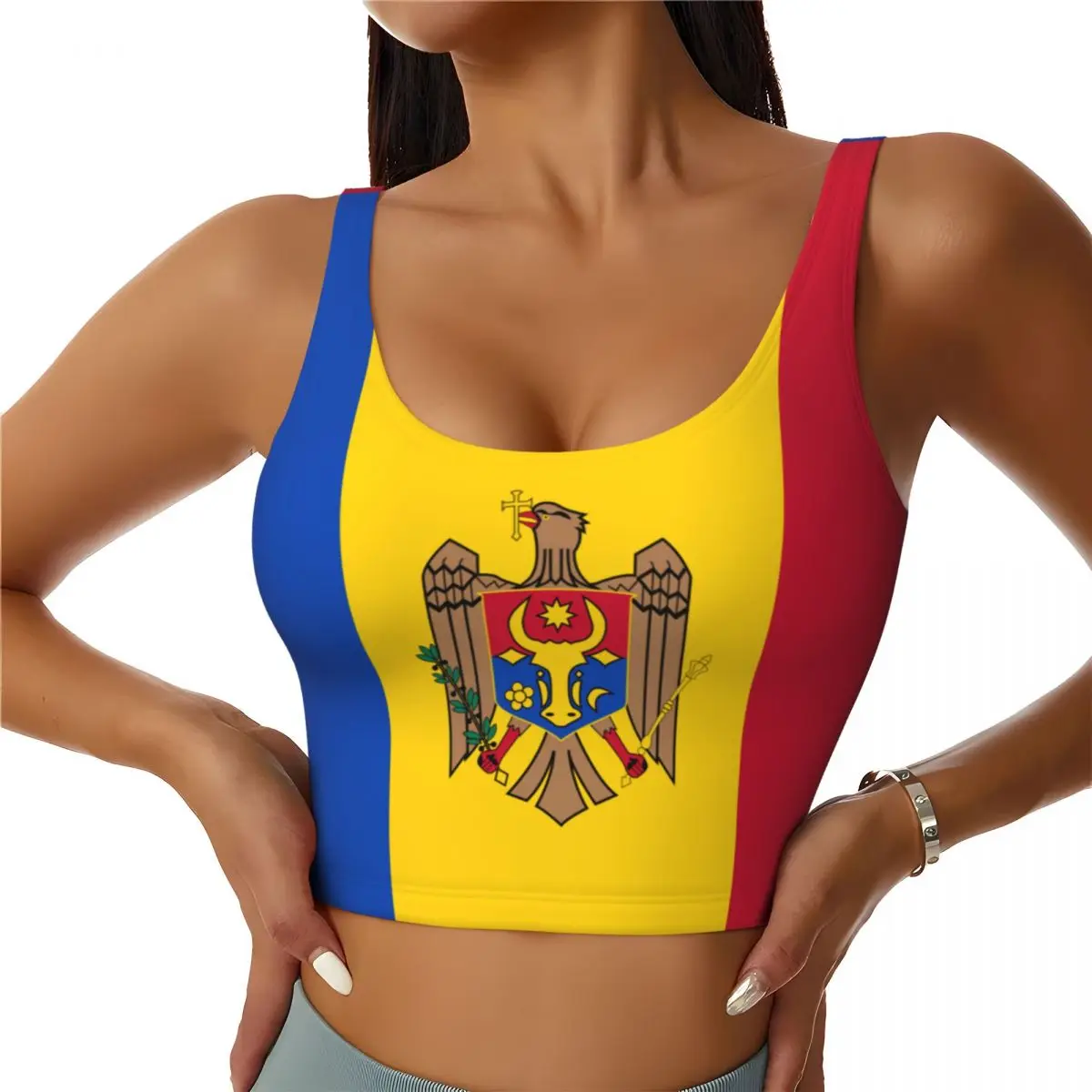 Moldova Flag Basic Tops Women  - Yoga Fitness Top review and price