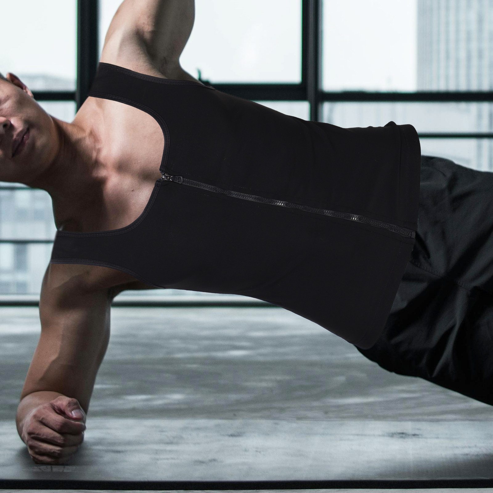 Men Compression Sweat Vest Zip - Yoga Fitness Top review and price